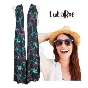 LULAROE Long Floral Ribbed JOY Open Cardigan Vest Women's XS